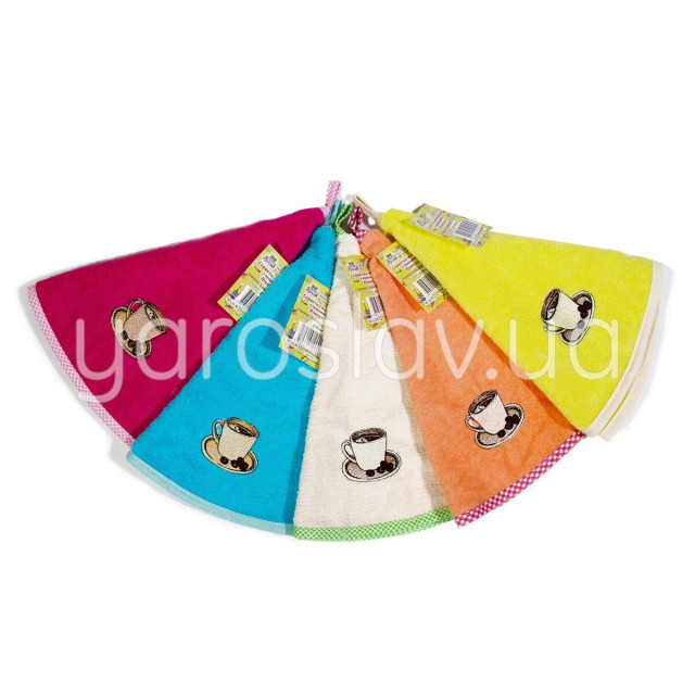 Serwetka frotte półokrągła z haftem kawowym d-60 cm TM Yaroslav